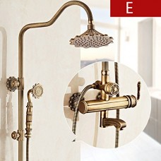 Copper antique shower European retro lift shower shower hot and cold faucet bathroom handheld sprayer set  E - B07F37MZMX